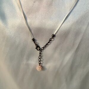 Hand Crafted Pink Rose Pendant Necklace